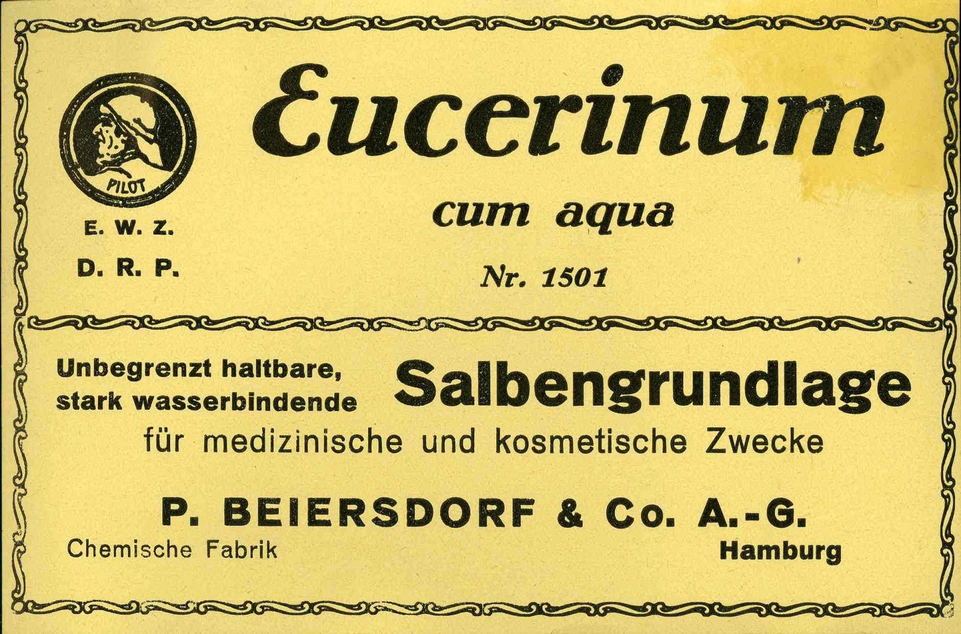 Werbeanzeige Eucerinum cum aqua 1920er